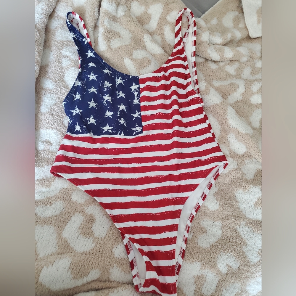 One piece flag swimsuit